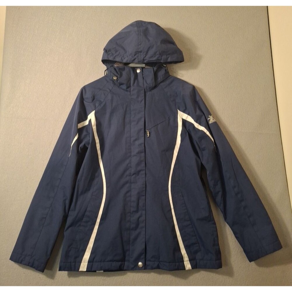 ZeroXPosur Coat Womens Medium Blue Soft Shell Winter Removable Hood Snow Board